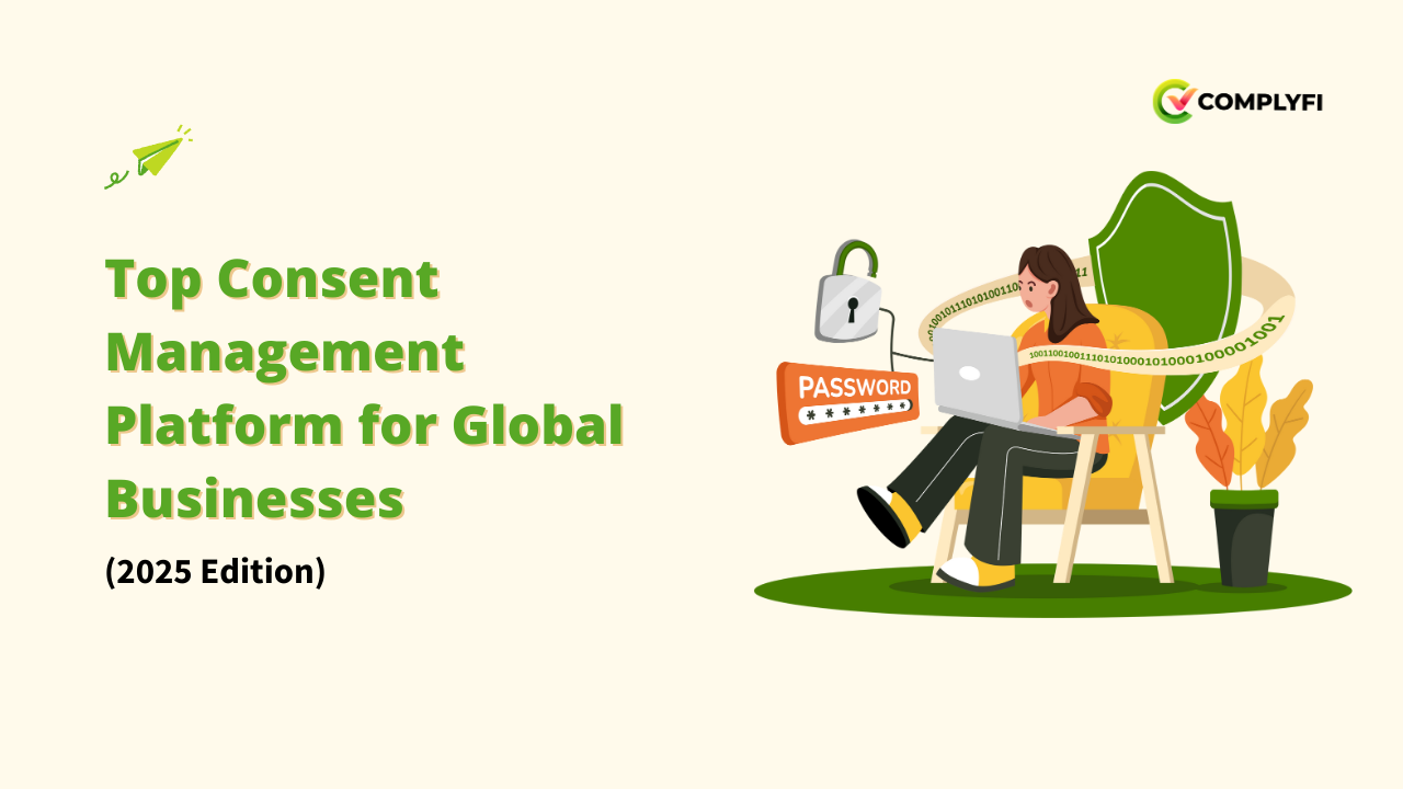 An illustration of a digital shield protecting a website, representing a robust Consent Management Platform that secures user data. This visual highlights the importance of effective Consent Management for any Global Business.