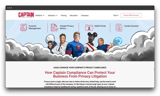 Image with the title "The Future of Compliance is Automated" featuring a stylized brain or network graphic inside a glowing circle, representing intelligent automation. Data Privacy Compliance Software; Data Privacy; Compliance Software; Privacy Compliance Software